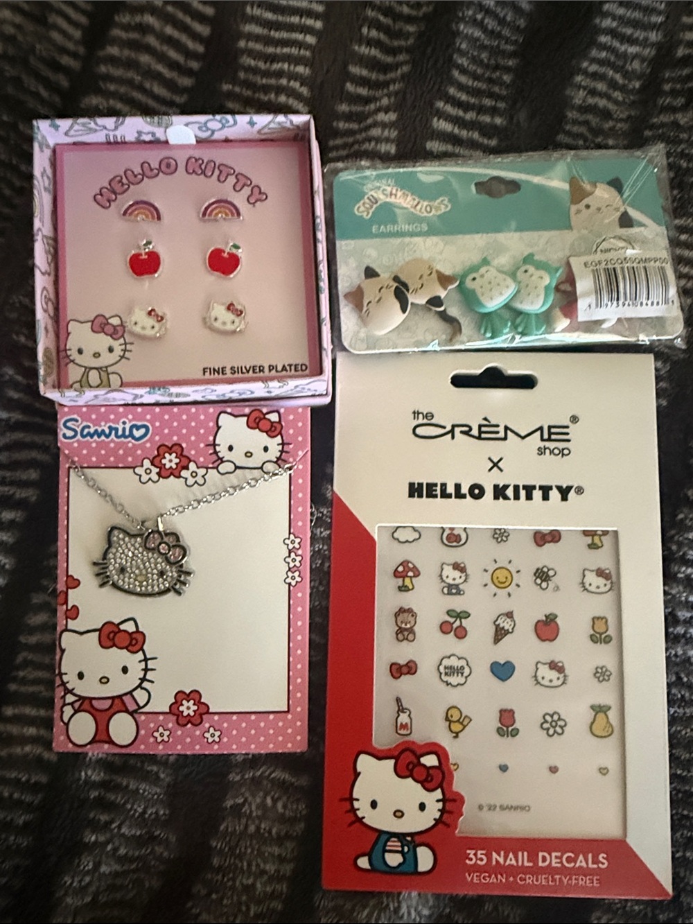 Hello Kitty Pink & White Kids Jewelry and Nail Decal Set